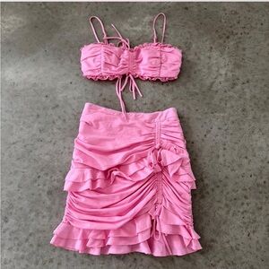Tiger Mist Pink Ruffled Mini Skirt